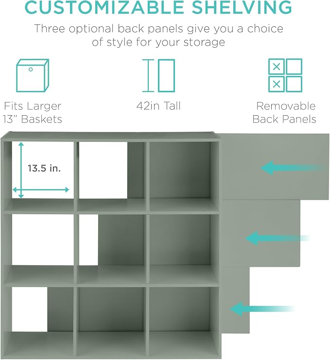 Best Choice Products Kids Bookcase 9-Cube Storage Organizer, 13.5in Shelf - Image 3