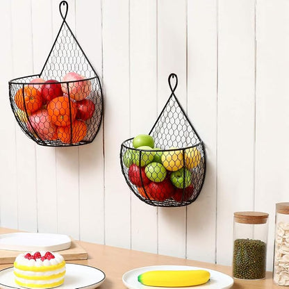 ERYTLLY Metal Fruit And Vegetable Storage Hanging Basket Wall Mounted, - Image 2