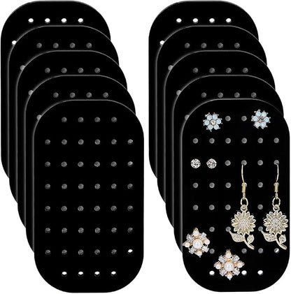 GOMAKERER 10 Pcs Acrylic Earing Display Cards, 44 Holes Black Acrylic Ear Stud by GOMAKERER
