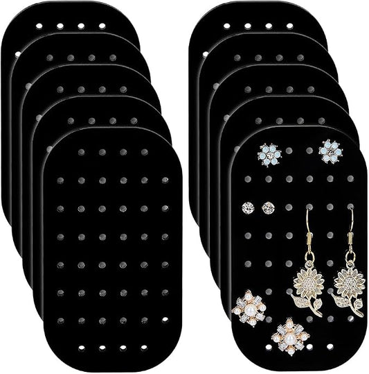 GOMAKERER 10 Pcs Acrylic Earing Display Cards, 44 Holes Black Acrylic Ear Stud by GOMAKERER