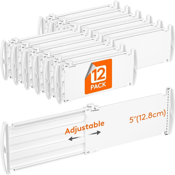 Lifewit 5" Tall 12 Pack Deep Drawer Dividers, 11.5-18.5" Expandable Drawer by Lifewit