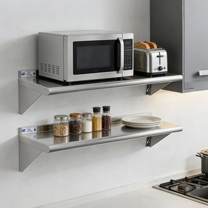 Hally Stainless Steel Shelf Wall Mounted Metal Shelf Wall Shelf 10 x 48 NSF - Image 2
