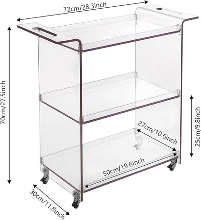 3-Drawer Rolling Storage Cart, Plastic Storage Organizer Rolling Cart - Image 3