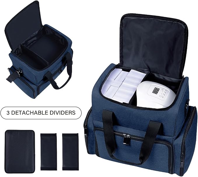 Large Makeup Cosmetic Bag with 3 Removable Case and 2 Removable Dividers Double - Image 4