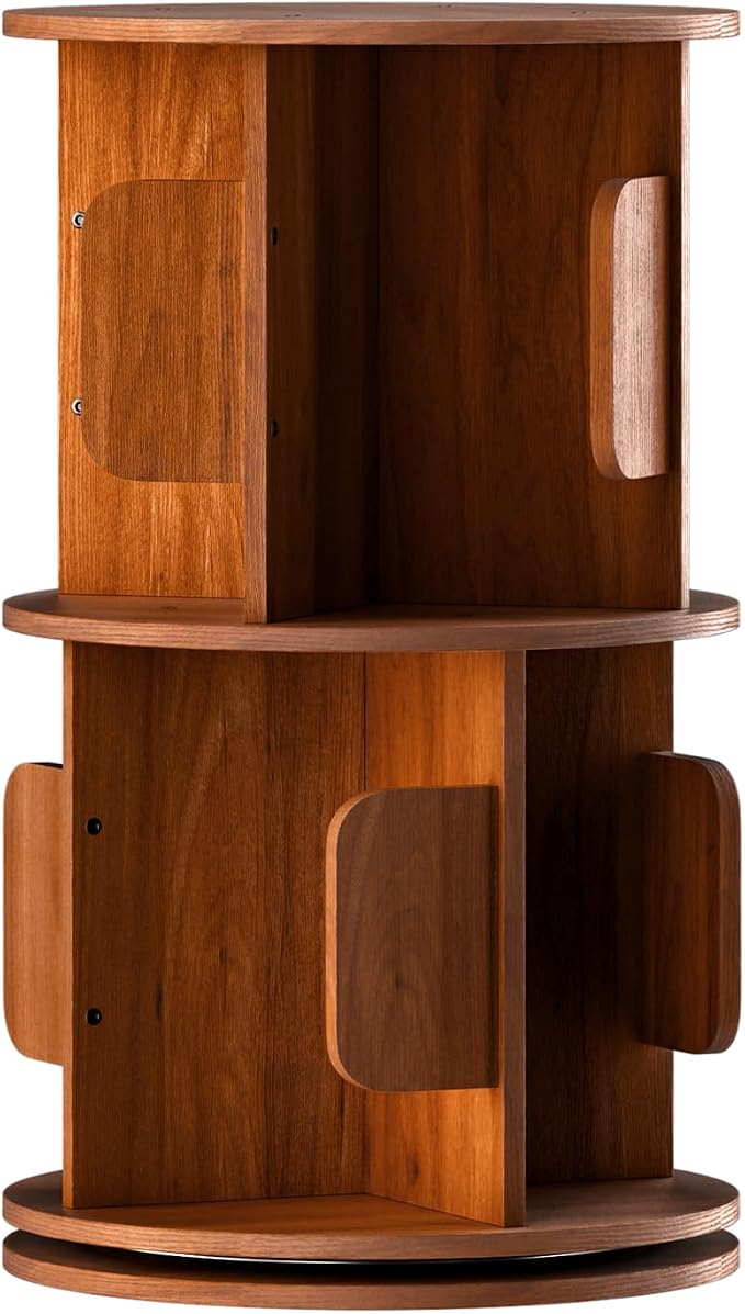 2-Tier 360° Rotating Bookshelf, Round Floor Standing Bookcase - Image 8