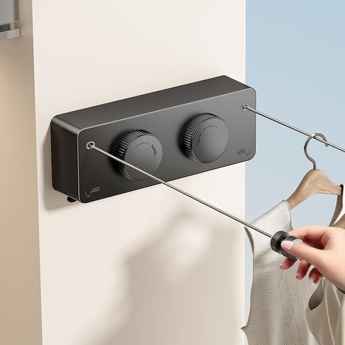 Retractable Clothesline Indoor, Non-Sagging Twin Clothes Line Retracting by MUSTORN