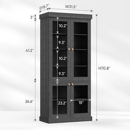ivaniti 70.8" Tall Farmhouse Bookshelf, Modular Bookcase - Image 7