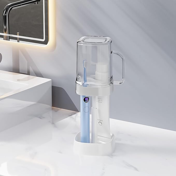 Toothbrush Holder with Cover/Cup, Bathroom Counter Organizer - Image 2