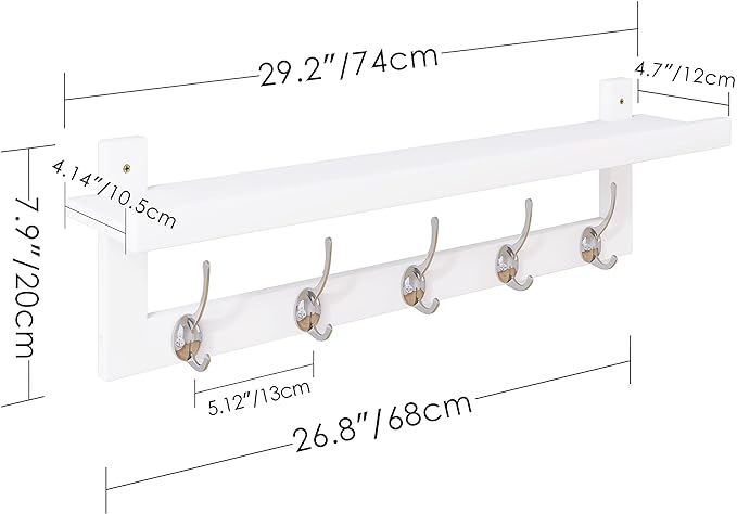 SMIBUY Coat Hooks with Shelf Wall-Mounted, 29.2 Inch Entryway Coat Rack - Image 5