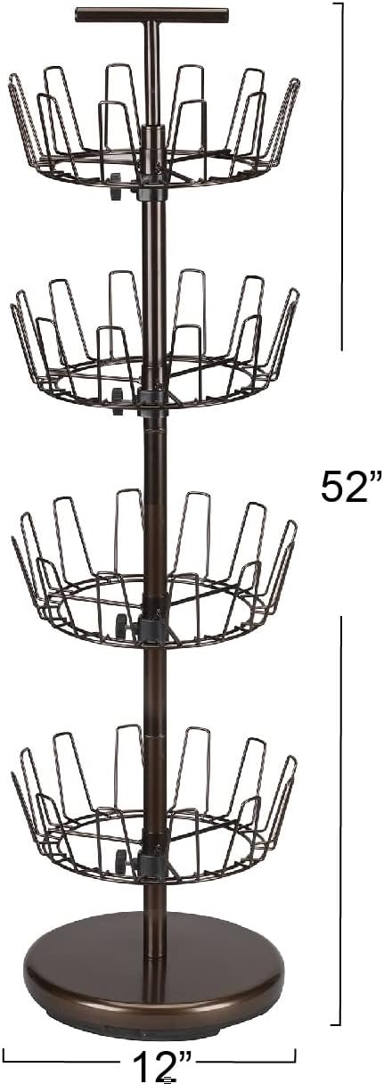 Household Essentials 2139-1 Metal Four-Tier Adjustable Revolving Shoe Rack | - Image 3