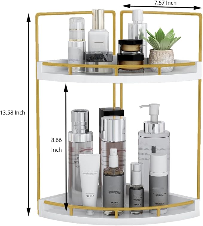 Dorhors Corner Bathroom Counter Organizer, Vanity Countertop Storage Shelf | - Image 3