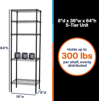 Shelving Inc. 8" d x 36" w x 64" h Black Wire Shelving - Image 2
