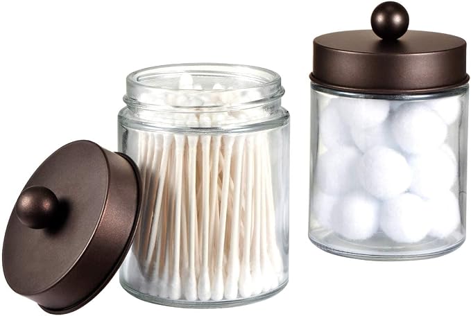Amolliar 6Pc Apothecary Jars Bathroom Vanity Organizer- Rustic Farmhouse Decor - Image 3