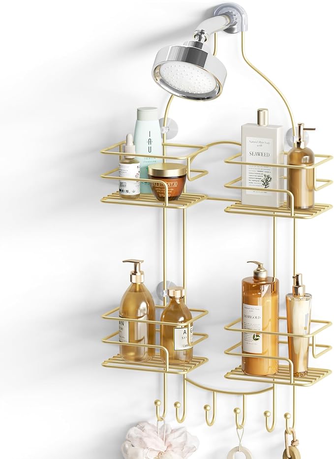 SRIWATANA Shower Caddy Hanging, Bathroom Organizer, No Drilling Shelves Over - Image 8