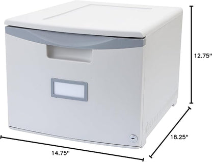 Storex Plastic One-Drawer File Cabinet – Locking Document Organizer - Image 2