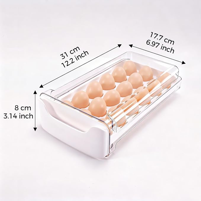 Egg-Holder for Fridge, Fits Small to Large Eggs, 1 Tier Dispenser - Image 2