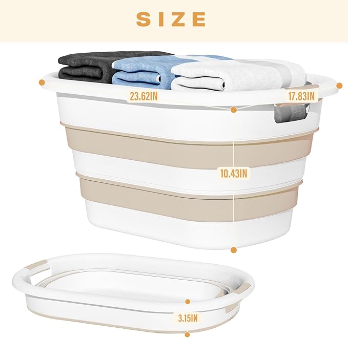 OOAMBB 43L Collapsible Plastic Laundry Baskets | Pop Up Laundry hamper/Storage - Image 5