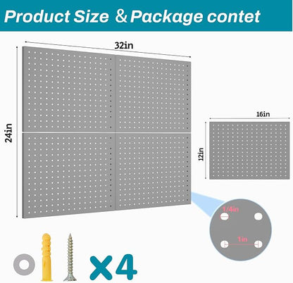 Peg Board, 4 Pack Metal Pegboard Panels, PegBoard Wall Organizer - Image 3