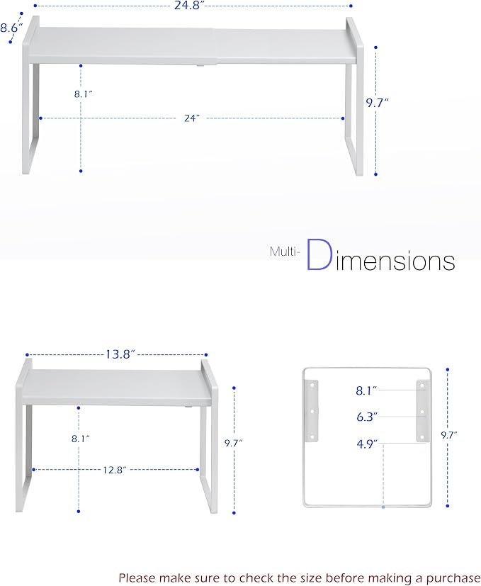Nxconsu Cabinet Shelf Expandable Height Adjustable Organizer Riser - Image 3