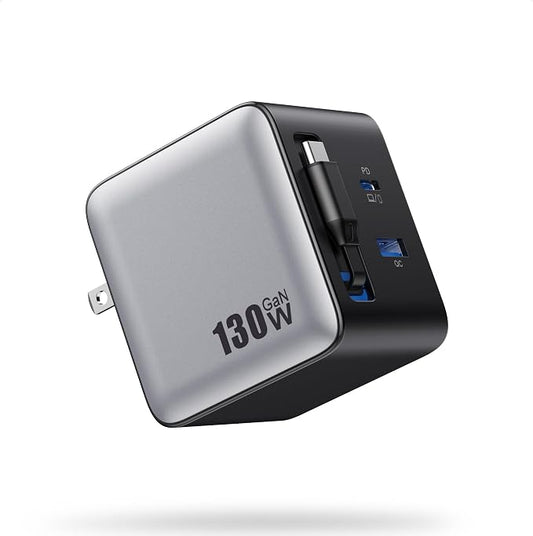 130W USB C Wall Charger, GaN III 3-Port Fast Charging Station, PD QC Foldable by Pxwaxpy
