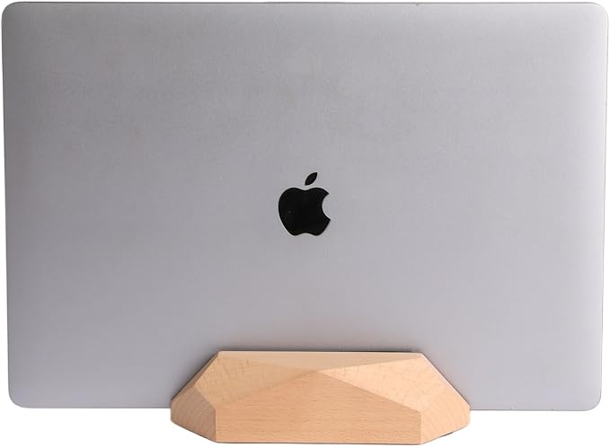 Adjustable Vertical Laptop Stand, MacBook Holder Wood Stand, Wooden Laptop Stand by MOYUART