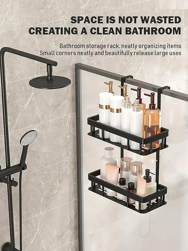 Over Door Shower Caddy, 2-Tier Storage Rack, 11.81x5.31 Inch Shelves, No - Image 5