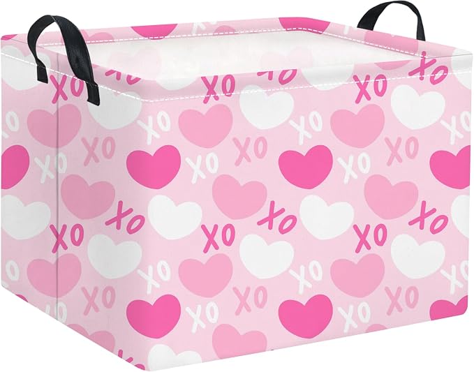 Rectangular Valentines Basket for Home Kitchen Girls Cute Kids Storage Bin by TIBAOLOVER