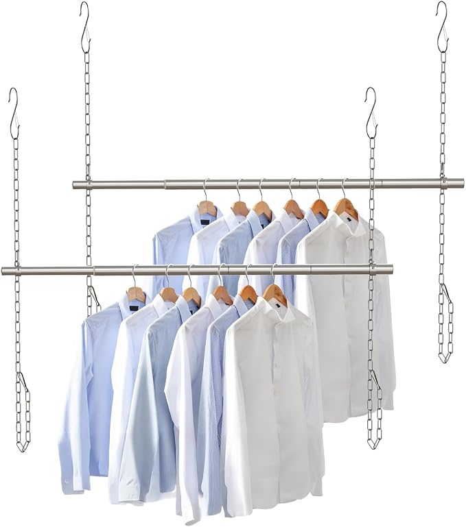 Hanging Closet Rod, Adjustable Width and Height Closet Rods Extender, 17-52inch by FOTRIC