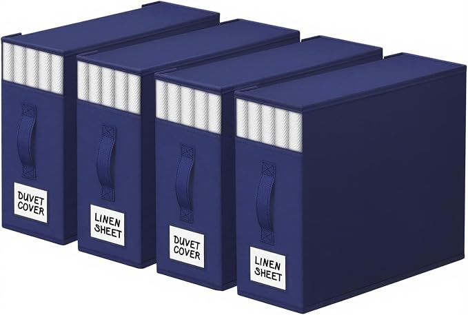 StorageTastic 4 Pack Bed Sheet Closet Organizers and Storage, Sturdy Foldable by StorageTastic