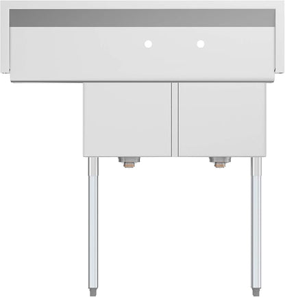 KoolMore 2 Compartment Stainless Steel NSF Commercial Kitchen Prep & Utility - Image 6