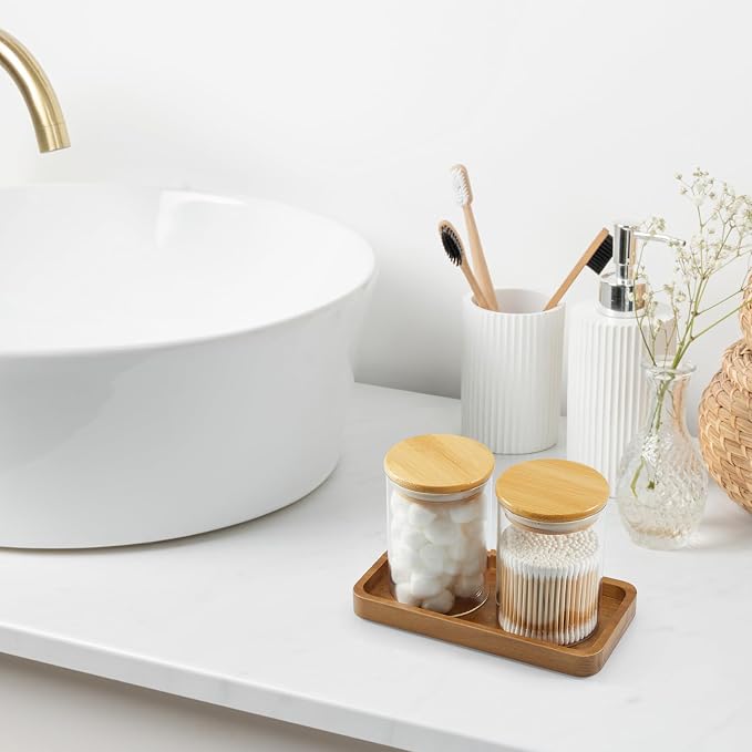 ALELION 8" Acacia Wood Bathroom Vanity Tray - Image 5