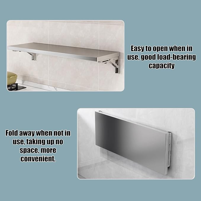 304 stainless steel folding table, wall-mounted folding table, kitchen storage - Image 5