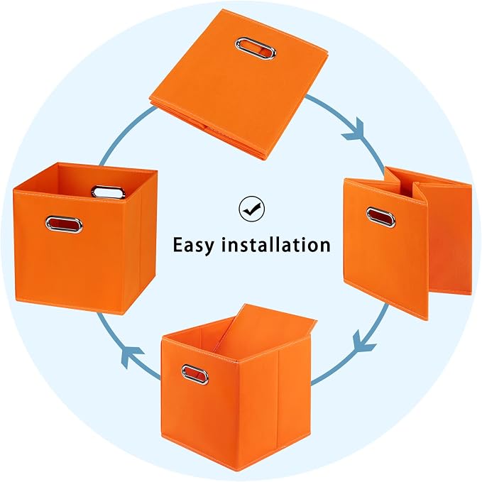 Fabric Cubby Storage Bins, Cube Organizer Bin Foldable Storage Boxes - Image 6