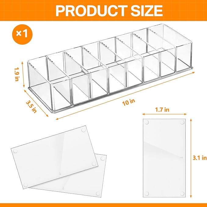 Tuanse 2 Pcs Acrylic Makeup Compact Organizer Detachable 8 Spaces Clear Vanity - Image 2