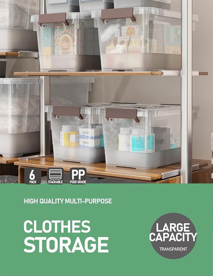 WYT 6 Pack 17qt Clear Plastic Storage Bin - Image 7