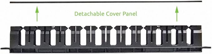 Navepoint 1U Horizontal 19-Inch Rack Mount Cable Management Raceway Duct Panel - Image 3