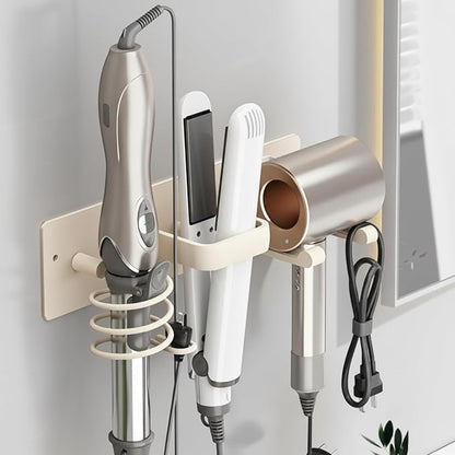 Hair Dryer Holder Wall Mount No Drill, 3 in 1 Curling Iron Holder & Flat Iron - Image 2