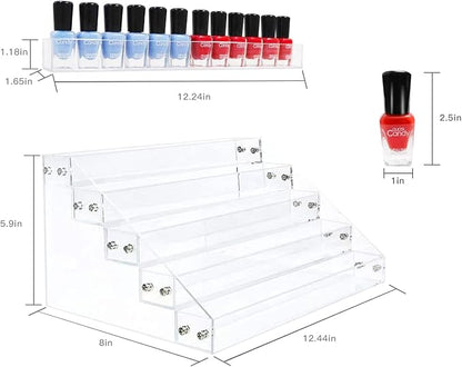 Kingtaily Nail Polish Organizer, 5 Layers Acrylic Display Rack, Cosmetics - Image 2