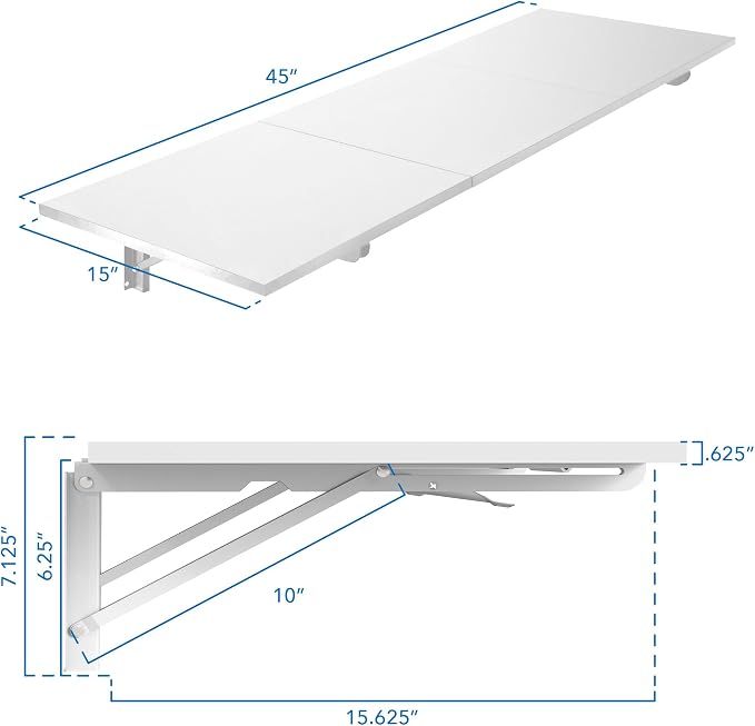 Mount-It! Heavy Duty Wall Mounted Drop Leaf Table, Folding Wall Mounted Desk - Image 2