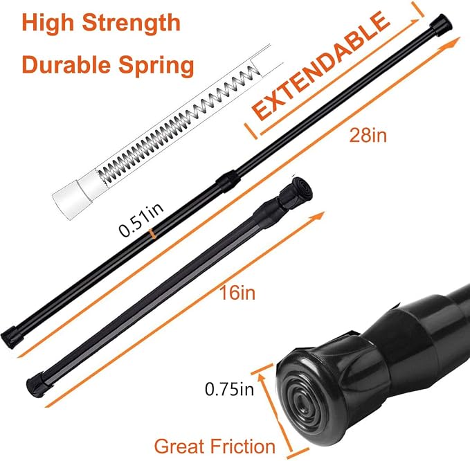 2 Pack Small Tension Rods 15.7 in to 28 Curtain Rods Window Rods in Extendable - Image 2