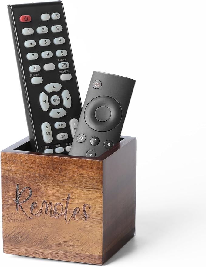 Acacia Wood TV Remote Holder, Caddy and Organizer by LBEMEY