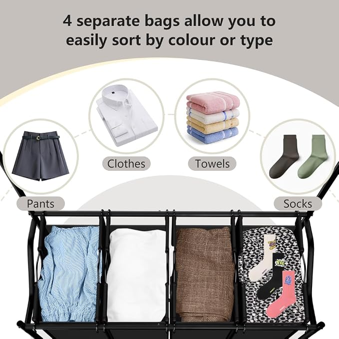 LUCKUP Laundry Sorter 4 Sections - Image 4