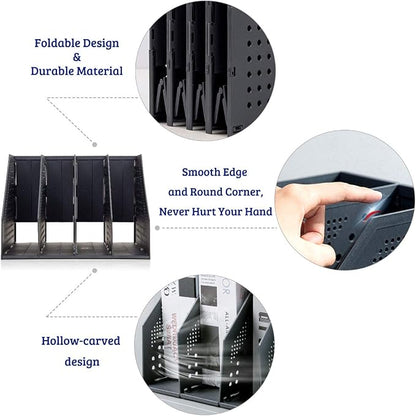SAYEEC Collapsible Magazine Holder Plastic Desktop 4 Compartment File Rack - Image 4