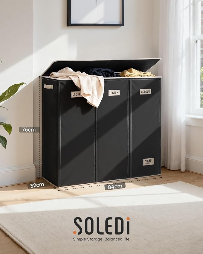 SOLEDI 200L 3-Section Laundry Hamper - Image 2