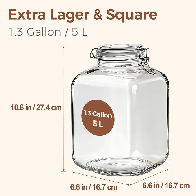 ComSaf Rice Container 5L, Flour Sugar Storage Containers, Glass Jars - Image 2