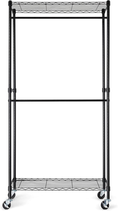 Amazon Basics Adjustable, Double Hanging Rod Garment Rolling Closet Organizer - Image 2