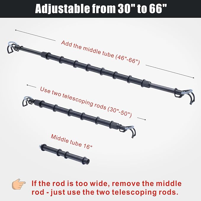 Heavy Duty Car Clothes Hanger Bar Telescopic Garment Rack 30'' to 66'' | Travel - Image 2