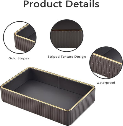 PU Leather Valet Tray, Desk Organizer Tray Nightstand Organizer Trinket Dish - Image 8