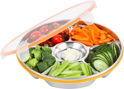 6-Compartment Stainless Steel Serving Tray by Motith