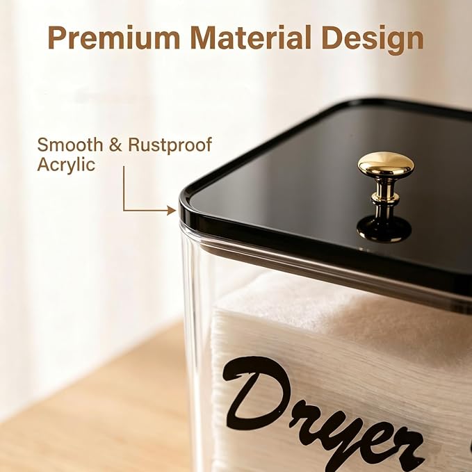 Dryer Sheet Holder with Lid, Acrylic Dryer Dispenser Container Box | - Image 7